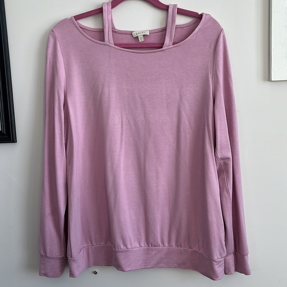 LAURA PINK LONG SLEEVE OPEN SHOULDER WOMEN TOP SIZE L - Picture 6 of 7